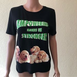 Zara Women’s Size S Black T-Shirt Short Sleeves Empowering Makes Us Stronger Tee